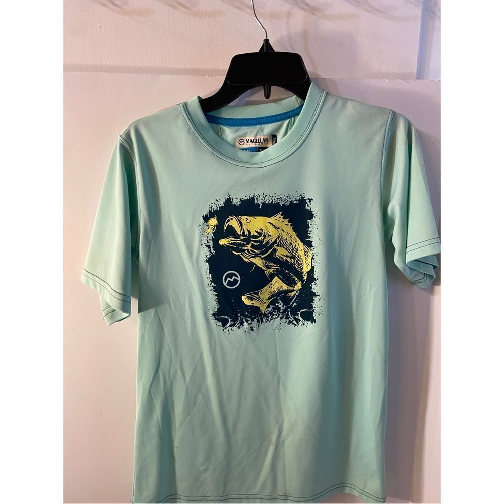 Magellan Outdoor rash guard youth Xl 18/20 mag wick‎ aqua Fishing shirt